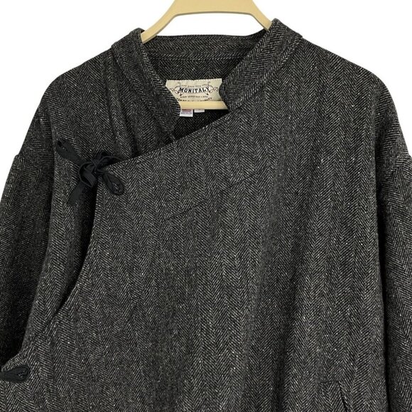 Monitaly AW 16 Size S Men's Jacket Grey Wool Blend Side Closure Wrap Style - Picture 8 of 13
